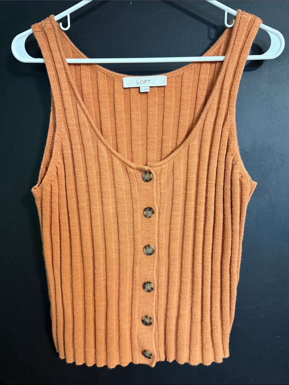 LOFT Sleeveless Button Front Sweater Size: L